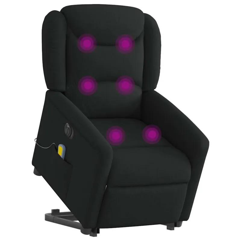 Atsistojantis elektrinis masažinis krėslas, juodas, audinys