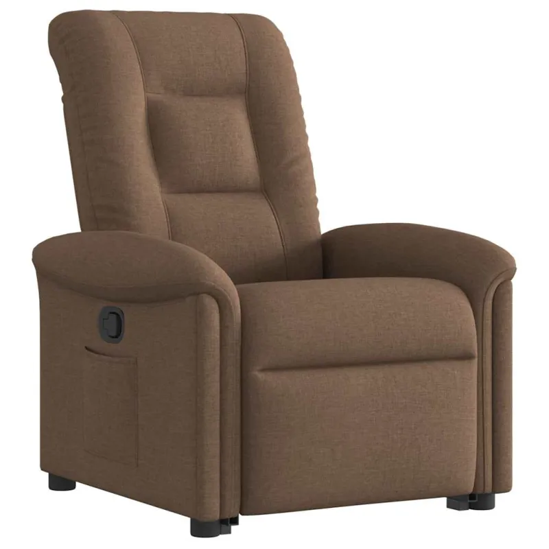 Atsistojantis atlošiamas krėslas, rudos spalvos, audinys