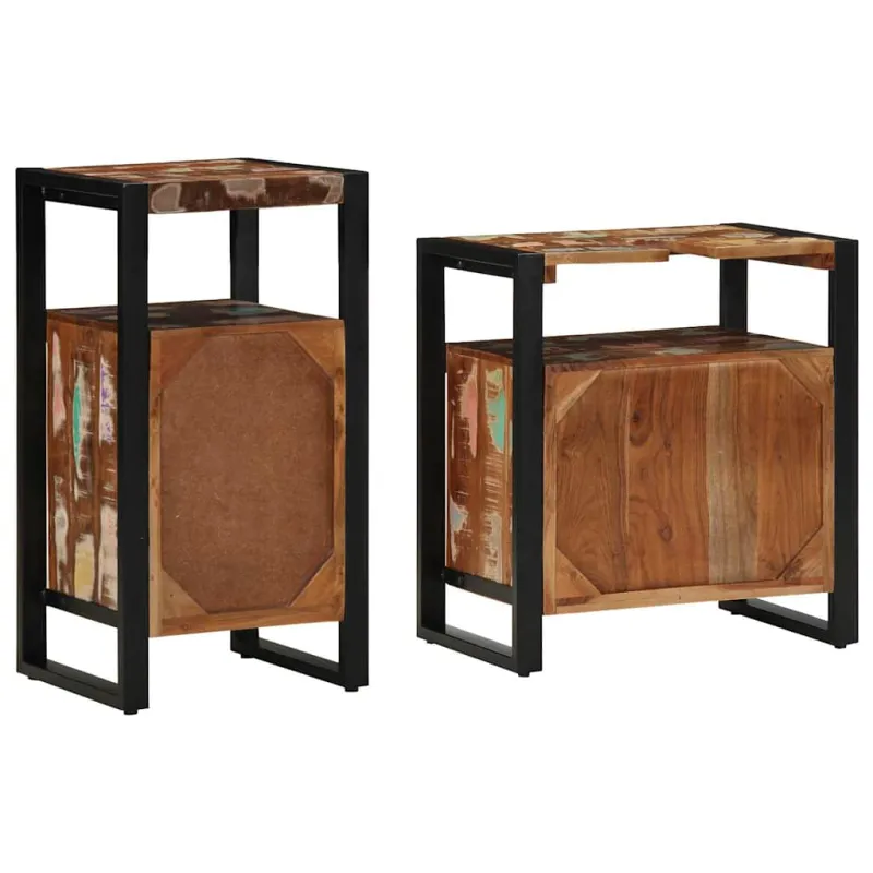 Vonios baldų rinkinys 2 pcs Ruda Kieta atnaujinta mediena