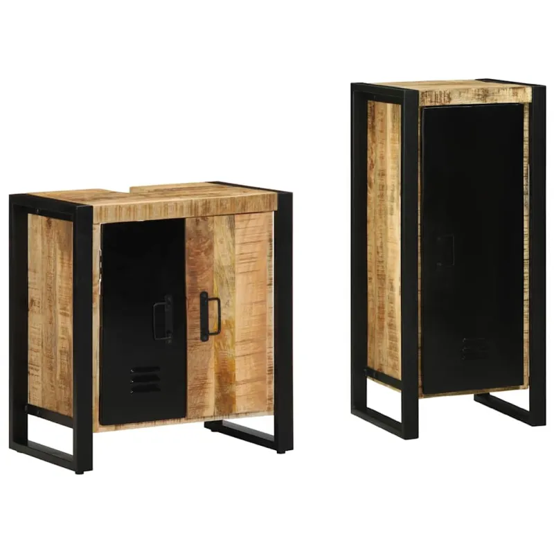 Vonios baldų rinkinys 2 pcs Ruda ir juoda Kietas mango medis