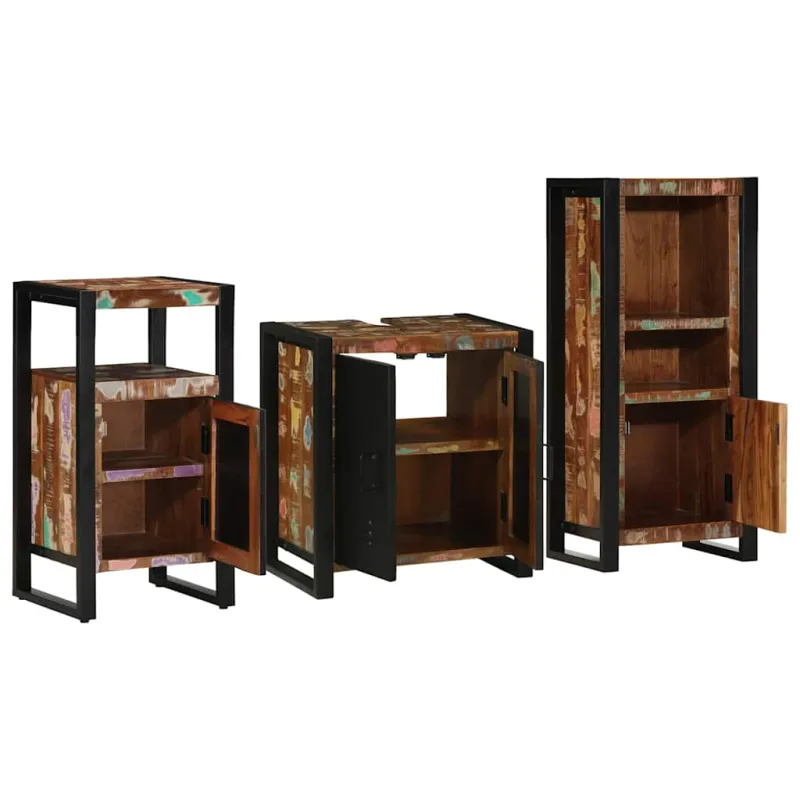 Vonios baldų rinkinys su stalčių 3 pcs Kietas atkurtas medis