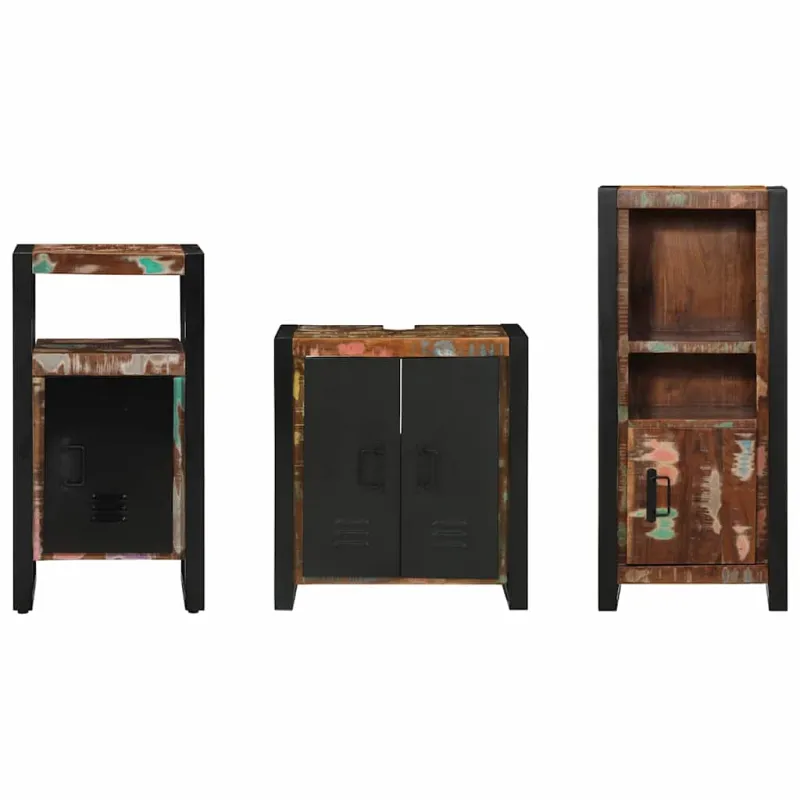 Vonios baldų rinkinys su stalčių 3 pcs Kietas atkurtas medis
