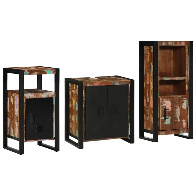 Vonios baldų rinkinys su stalčių 3 pcs Kietas atkurtas medis