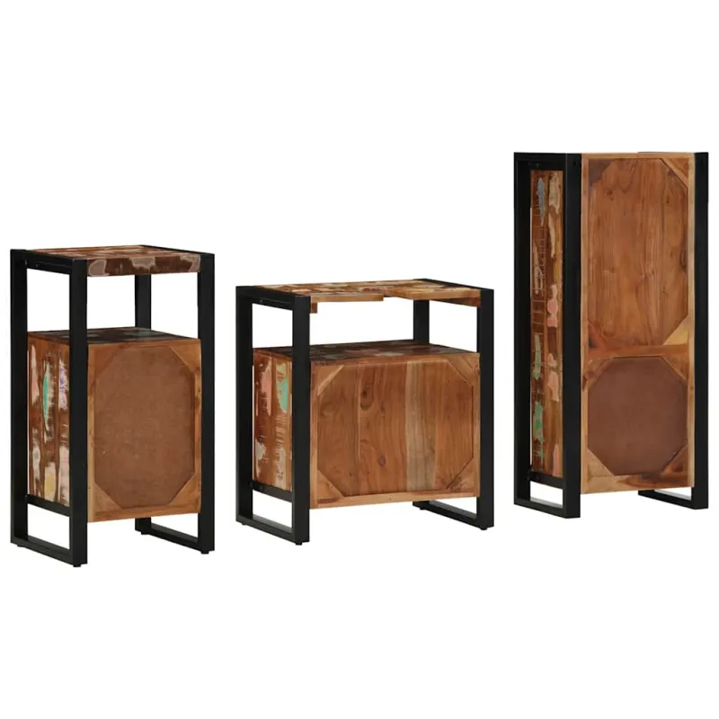 Vonios baldų rinkinys su stalčių 3 pcs Kietas atkurtas medis