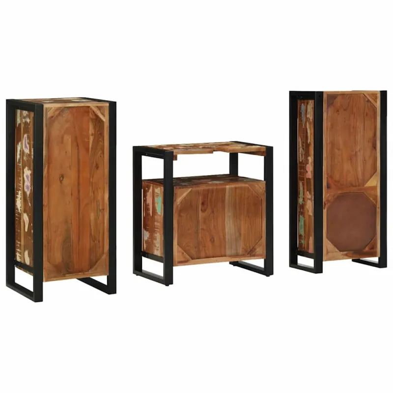 Vonios baldų rinkinys su stalčių 3 pcs Kietas atkurtas medis