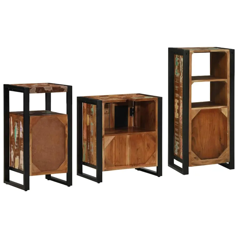 Vonios baldų rinkinys su stalčių 3 pcs Kietas atkurtas medis
