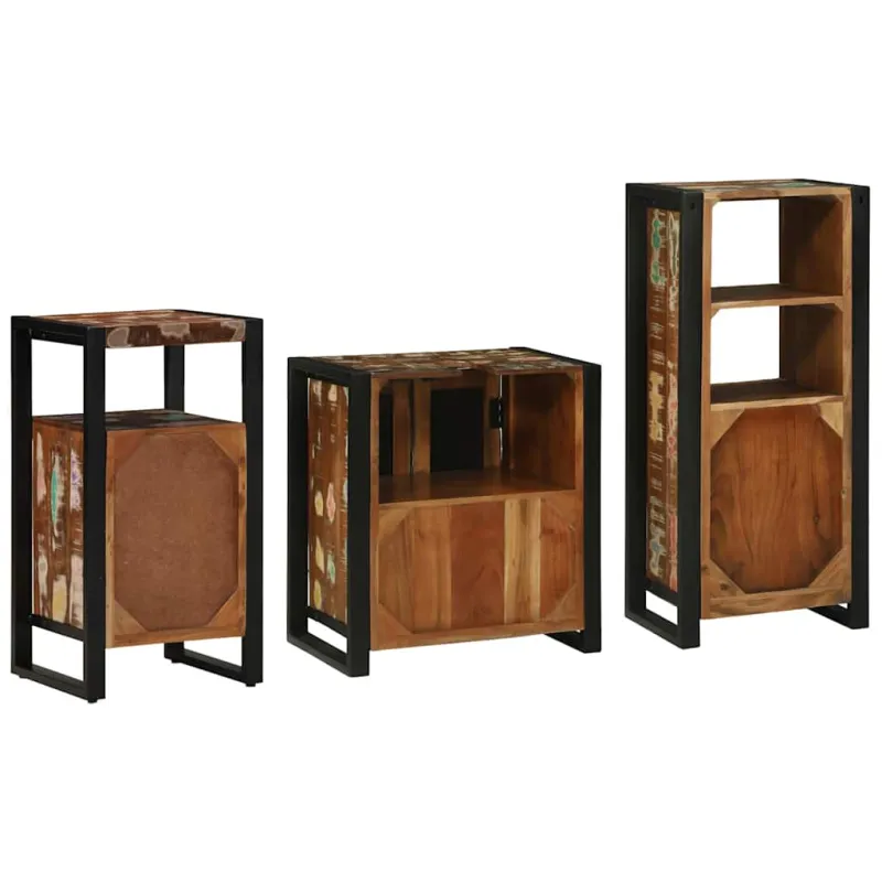 Vonios baldų rinkinys su stalčių 3 pcs Kietas atkurtas medis