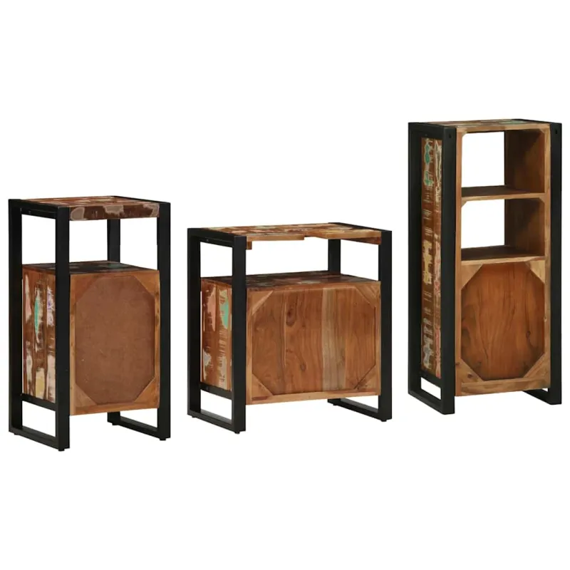 Vonios baldų rinkinys su stalčių 3 pcs Kietas atkurtas medis