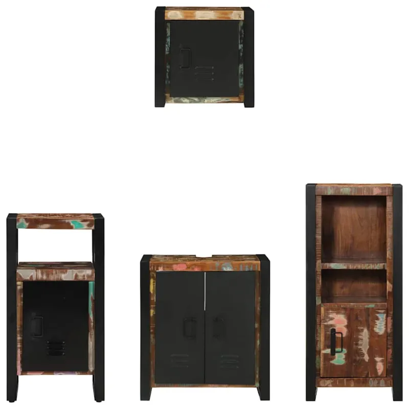 Vonios baldų rinkinys su stalčių 4 pcs Kietas atkurtas medis