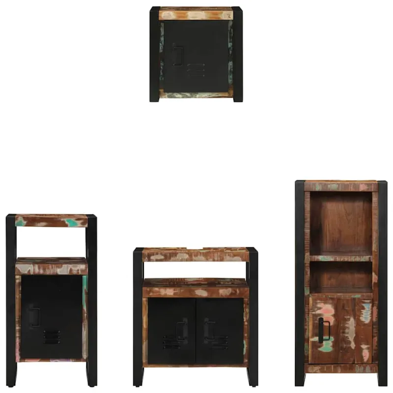 Vonios baldų rinkinys su stalčių 4 pcs Kietas atkurtas medis