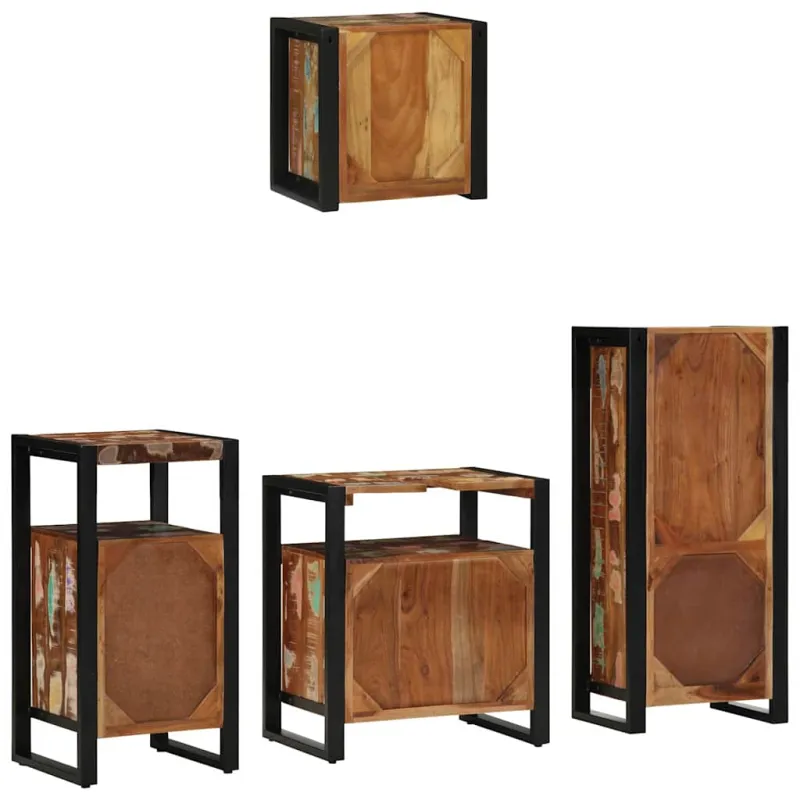 Vonios baldų rinkinys su stalčių 4 pcs Kietas atkurtas medis