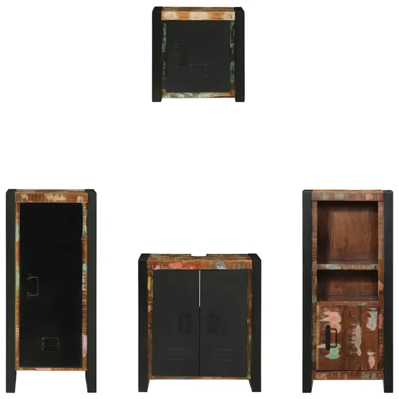 Vonios baldų rinkinys su stalčių 4 pcs Kietas atkurtas medis