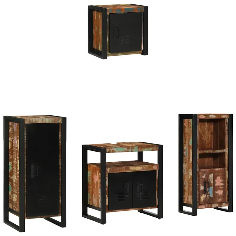 Vonios baldų rinkinys su stalčių 4 pcs Kietas atkurtas medis