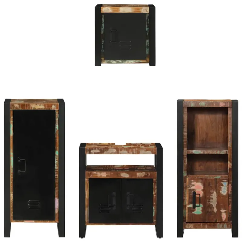 Vonios baldų rinkinys su stalčių 4 pcs Kietas atkurtas medis