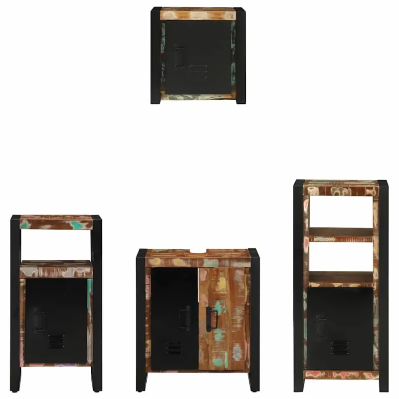 Vonios baldų rinkinys su stalčių 4 pcs Kietas atkurtas medis
