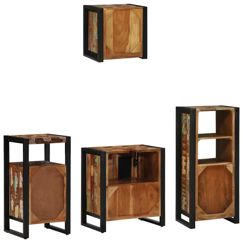 Vonios baldų rinkinys su stalčių 4 pcs Kietas atkurtas medis
