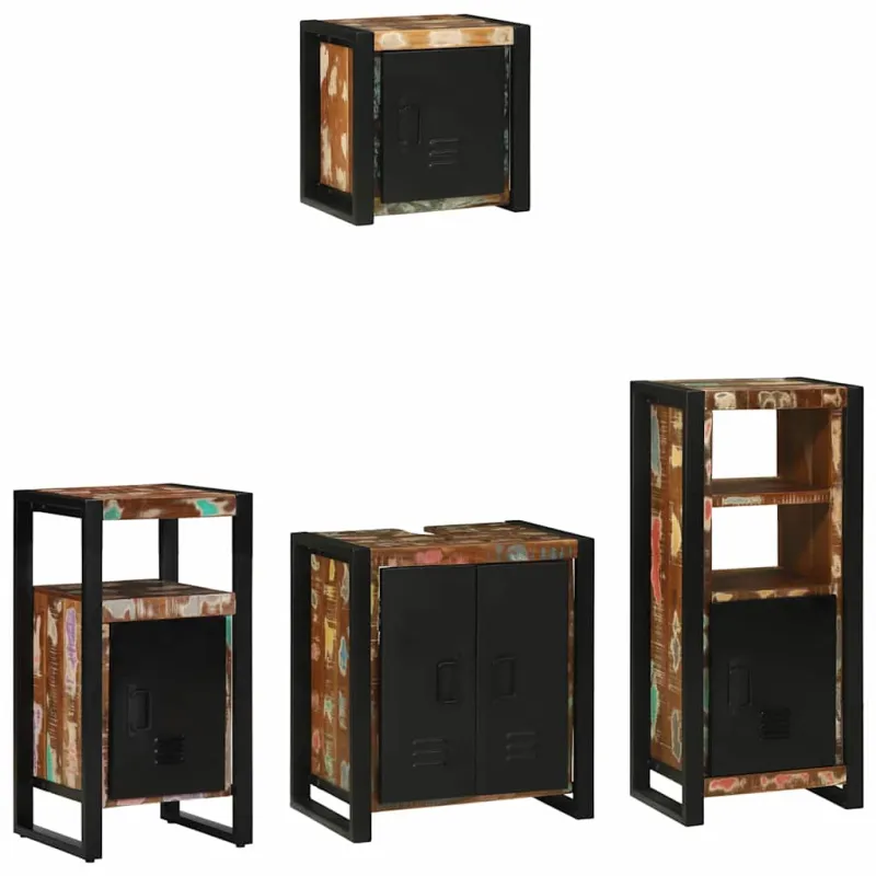 Vonios baldų rinkinys su stalčių 4 pcs Kietas atkurtas medis