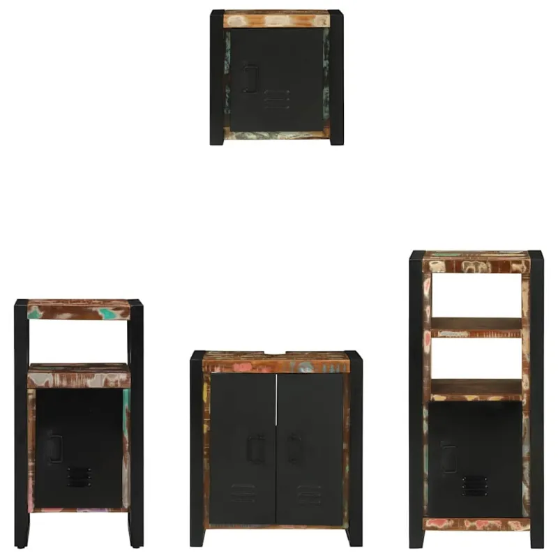 Vonios baldų rinkinys su stalčių 4 pcs Kietas atkurtas medis