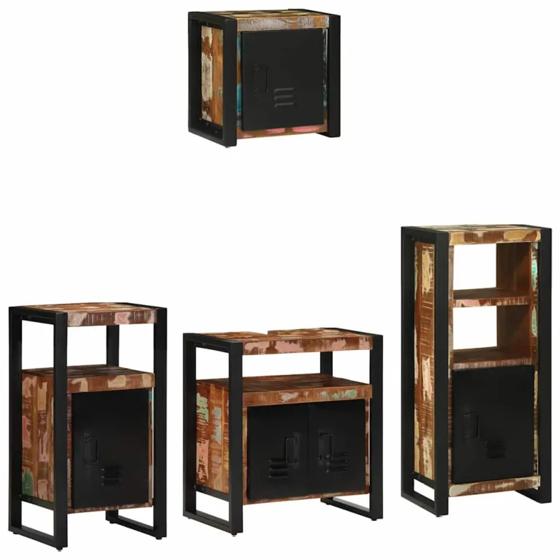 Vonios baldų rinkinys su stalčių 4 pcs Kietas atkurtas medis