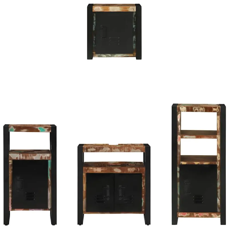 Vonios baldų rinkinys su stalčių 4 pcs Kietas atkurtas medis