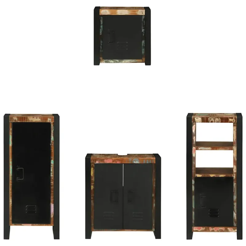 Vonios baldų rinkinys su stalčių 4 pcs Kietas atkurtas medis