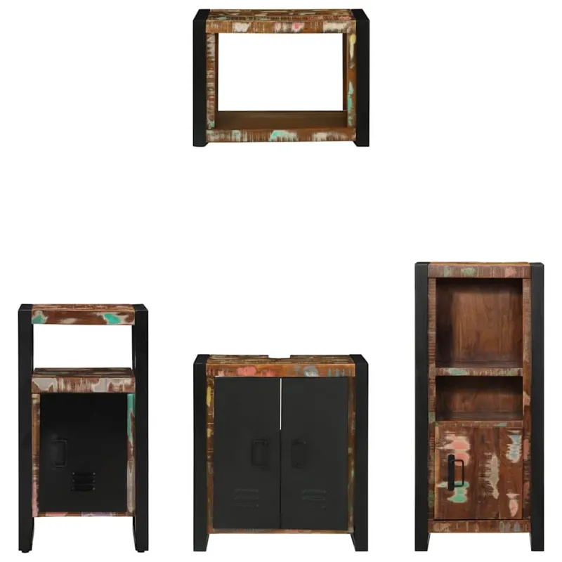 Vonios baldų rinkinys su stalčių 4 pcs Kietas atkurtas medis