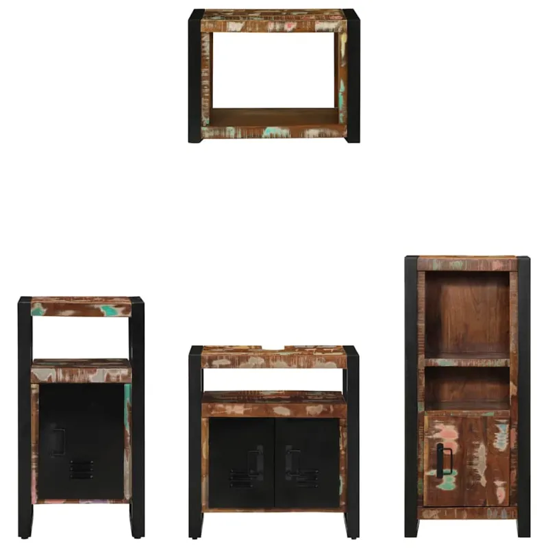 Vonios baldų rinkinys su stalčių 4 pcs Kietas atkurtas medis