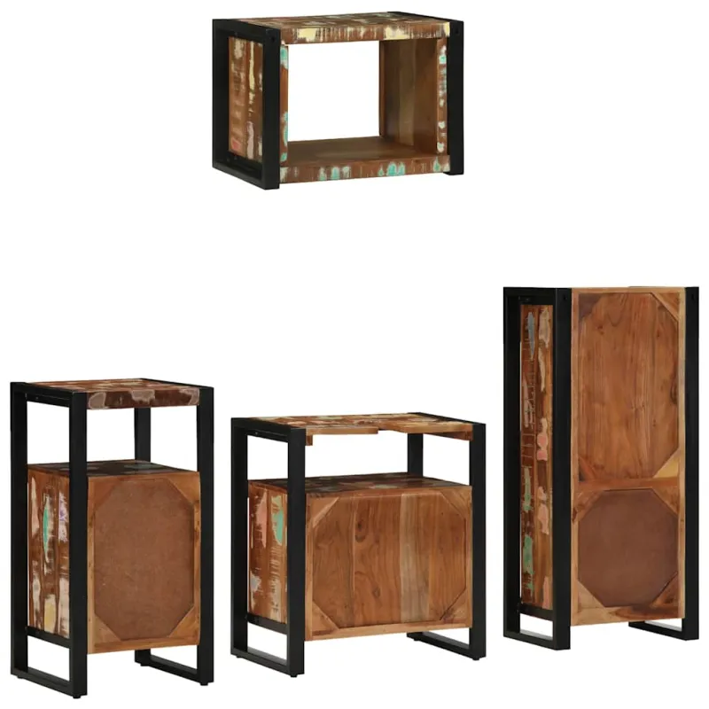 Vonios baldų rinkinys su stalčių 4 pcs Kietas atkurtas medis