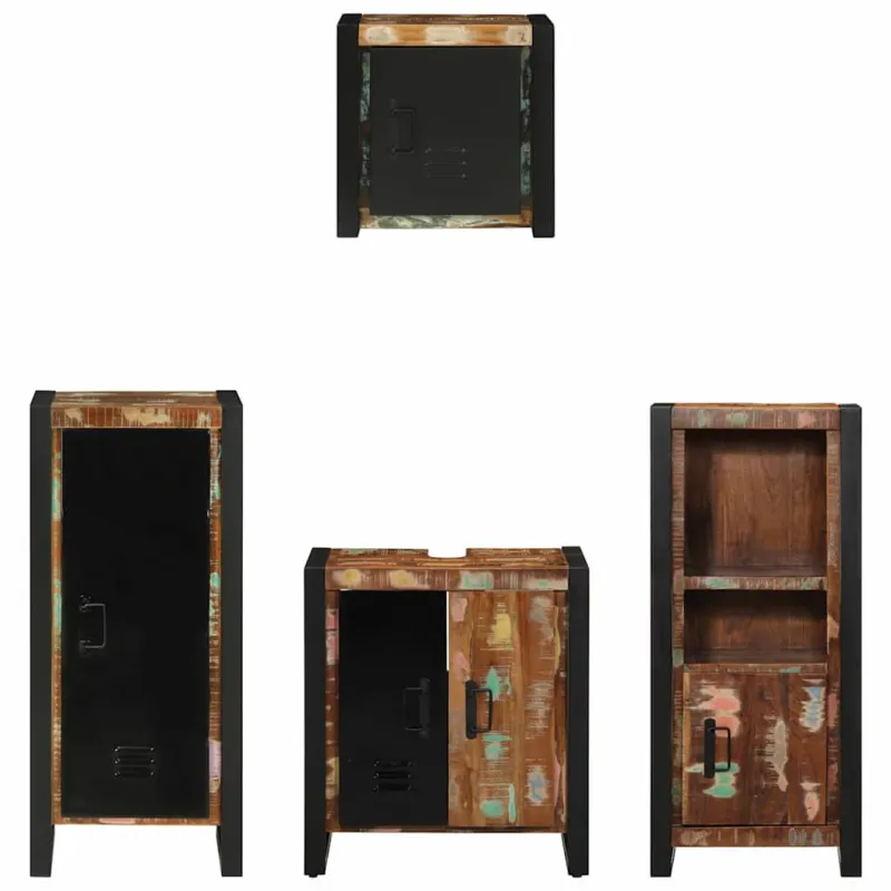 Vonios baldų rinkinys su stalčių 4 pcs Kietas atkurtas medis