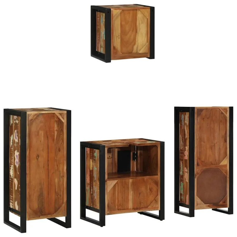 Vonios baldų rinkinys su stalčių 4 pcs Kietas atkurtas medis