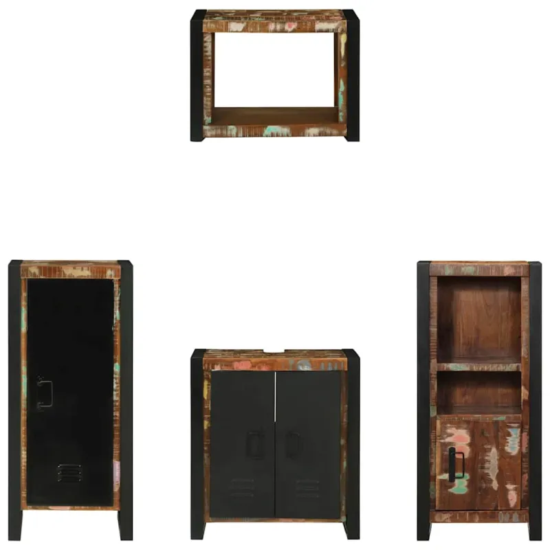 Vonios baldų rinkinys su stalčių 4 pcs Kietas atkurtas medis