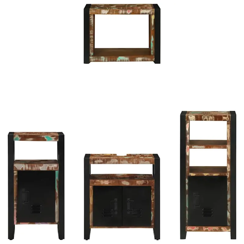 Vonios baldų rinkinys su stalčių 4 pcs Kietas atkurtas medis