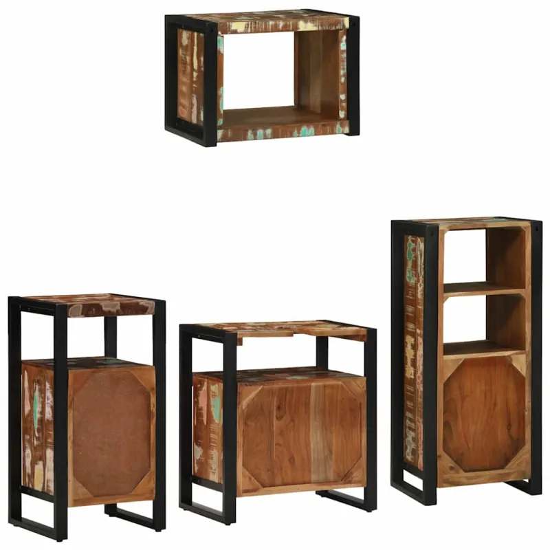Vonios baldų rinkinys su stalčių 4 pcs Kietas atkurtas medis