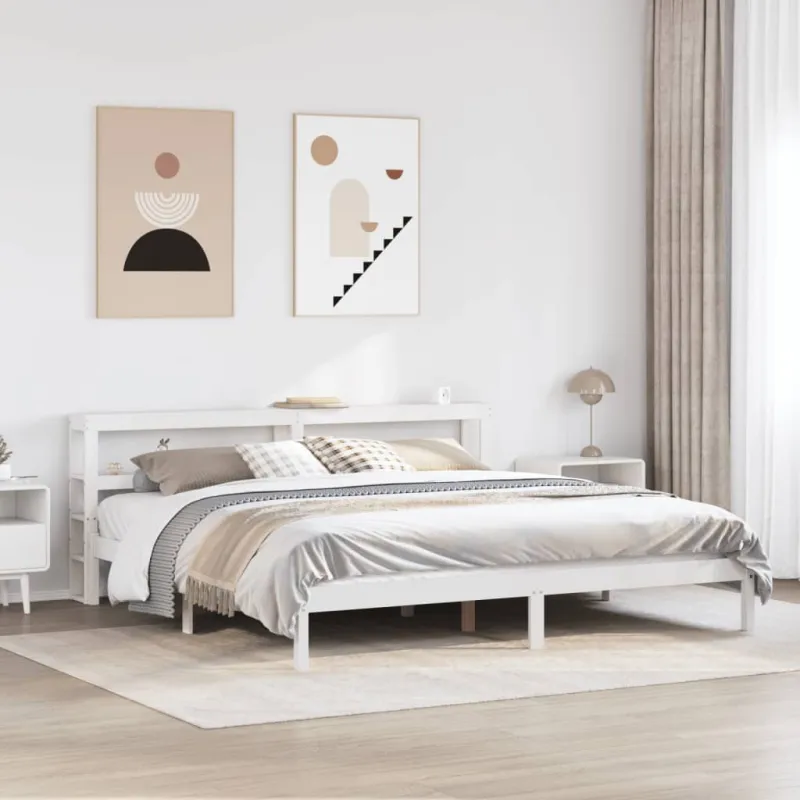 Lovos rėmas be čiužinio, baltas, 200x200cm, pušies masyvas