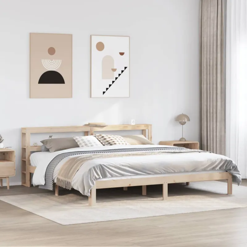 Lovos rėmas su galvūgaliu, 200x200cm, pušies medienos masyvas