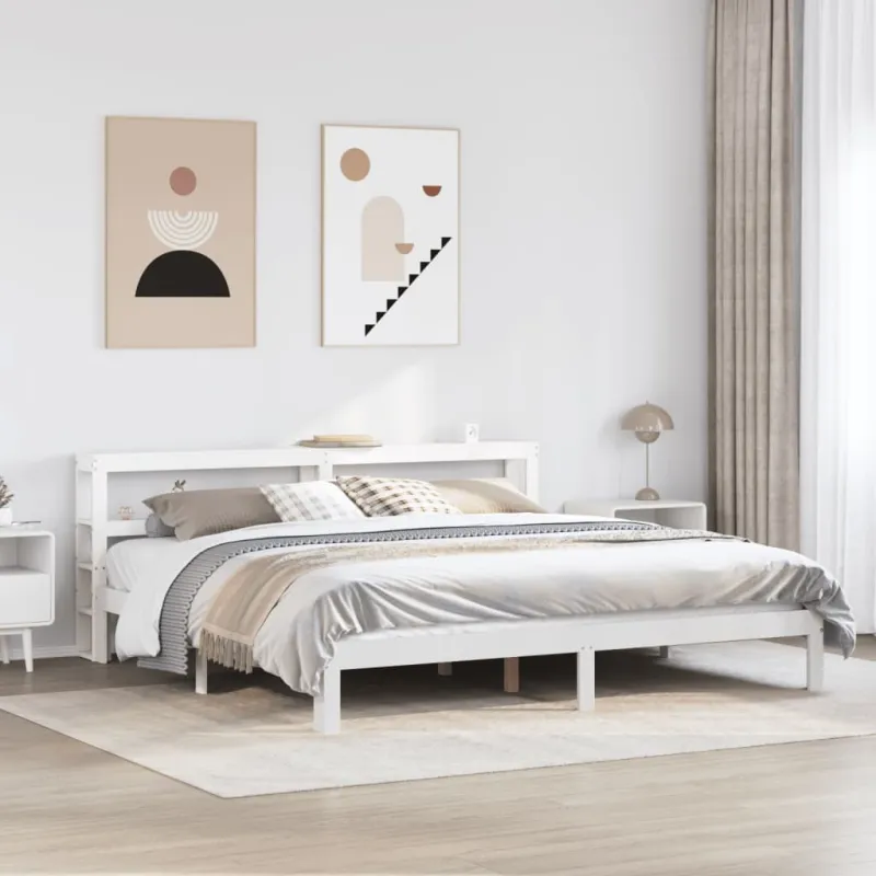 Lovos rėmas su galvūgaliu be čiužinio, baltas, 200x200cm