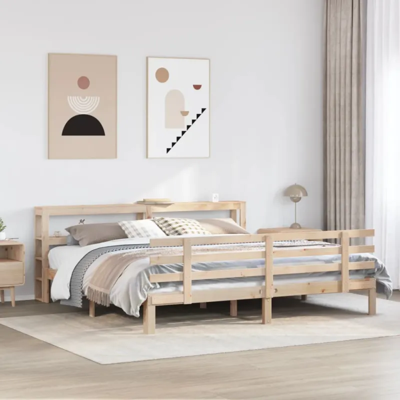 Lovos rėmas su galvūgaliu, 200x200cm, pušies medienos masyvas