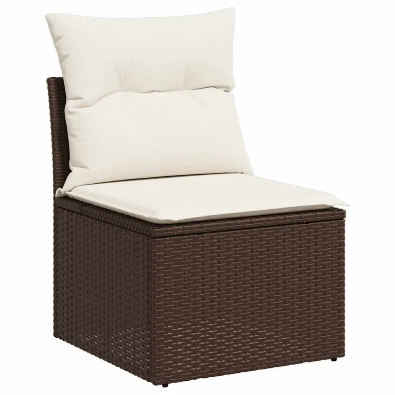 Sofakokonaisuus tyynyine, 5-os osat, ruskea, polyratasta