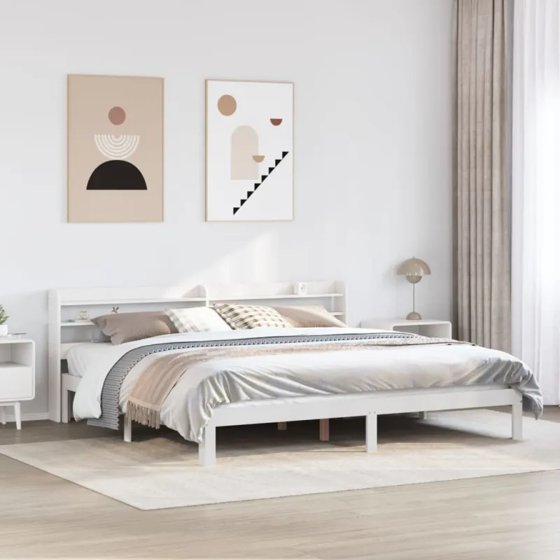 Lovos rėmas su galvūgaliu be čiužinio, baltas, 180x200cm