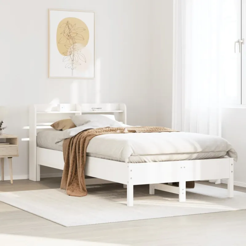 Lovos rėmas be čiužinio, baltas, 90x200cm, pušies masyvas