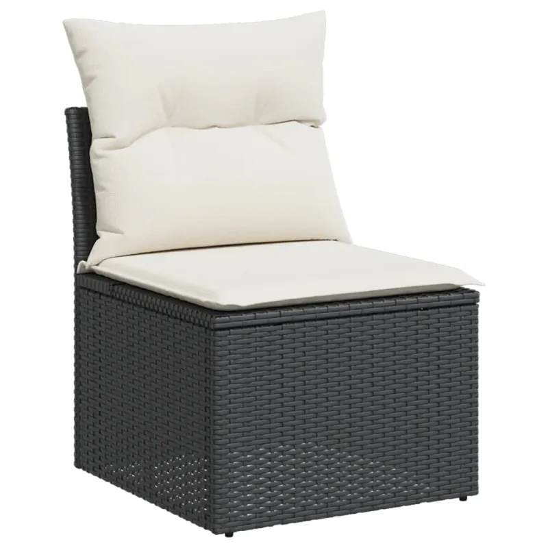 Sofoksen 6-os osainen setti tyynyine, musta, polyrattana