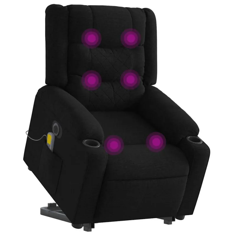 Atsistojantis elektrinis masažinis krėslas, juodas, audinys