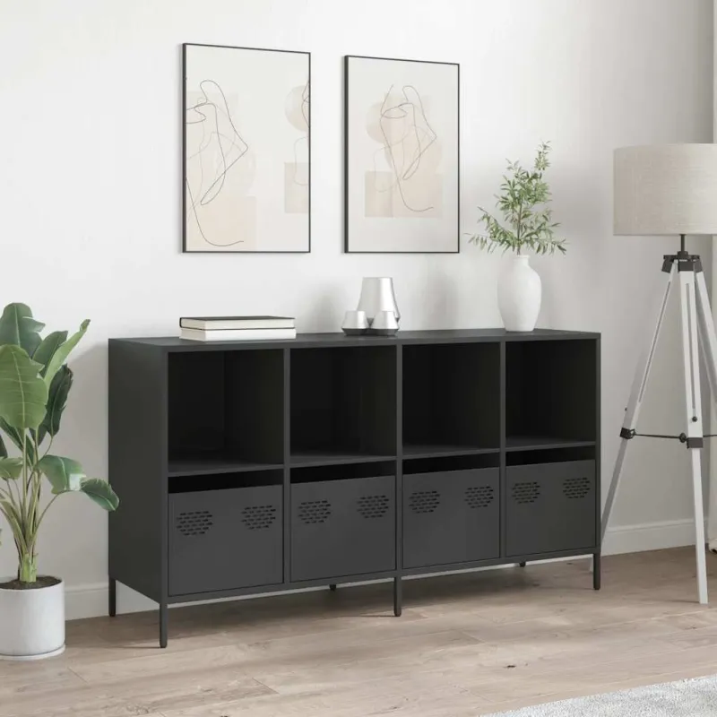Šoninė spintelė, juoda, 135x39x73,5cm, plienas