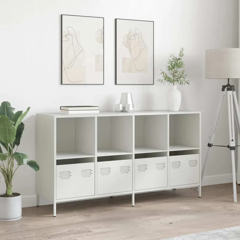 Šoninė spintelė, balta, 135x39x73,5cm, plienas