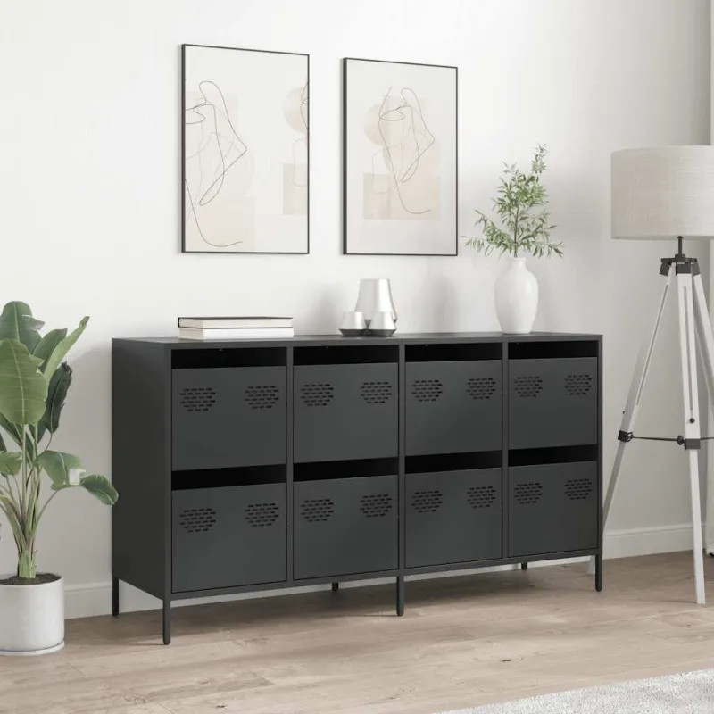 Šoninė spintelė, juoda, 135x39x73,5cm, plienas