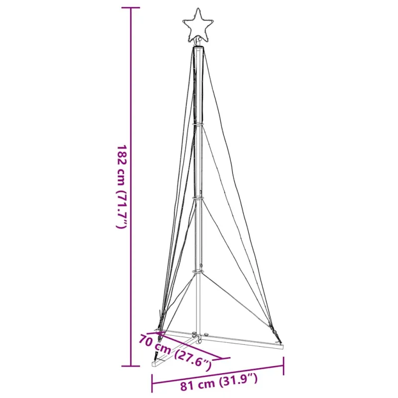 LED Kalėdų eglutė 363 LEDs Šalta Balta 182 cm