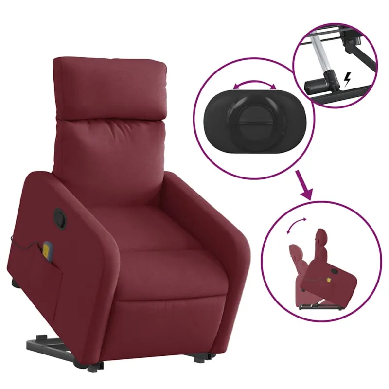 Recliner kėdė vyno raudona medžiaga