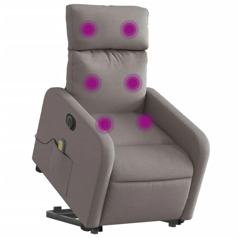 Atsistojantis elektrinis masažinis krėslas, taupe, audinys