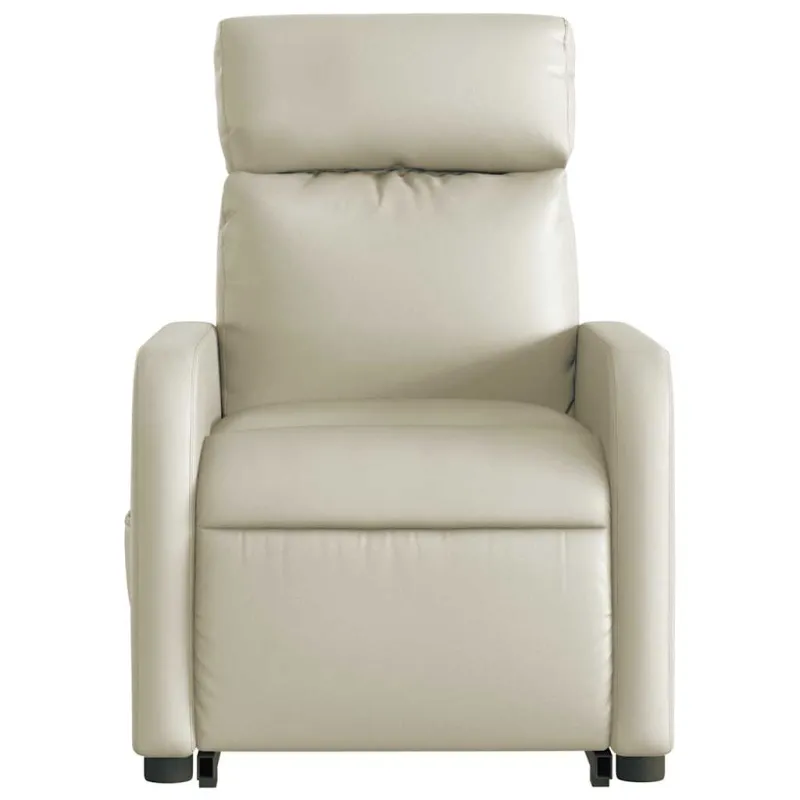 Atsistojantis atlošiamas krėslas, kreminis, dirbtinė oda