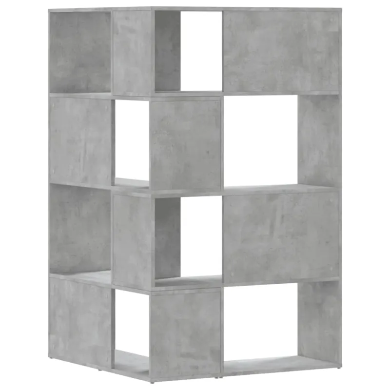 Kampinė spinta, 4 aukštų, pilkos betono, 85x85x140cm, mediena